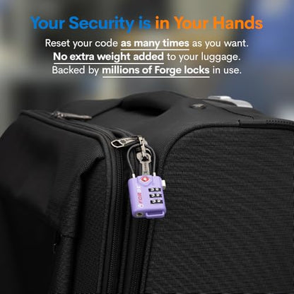 Forge TSA Approved Luggage Locks, Open Alert Cable Lock, Lavender, 4 Pack - color: Purple 4 Pack