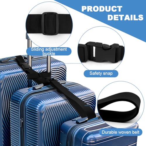2 Pack Luggage Straps for Suitcases, Adjustable Luggage Connector Straps