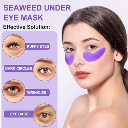 30 Pairs Eye Mask with Retinol, Collagen Eye Patch for Dark Circles and Puffiness, Reduce Wrinkles, Eye Bags and Fine Lines, for Women and Man - color: Deep Purple