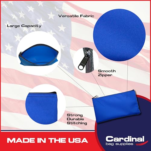 Cloth Zipper Pouch 2-Pack, Royal, 11 x 6 inches - color: Royal Blue