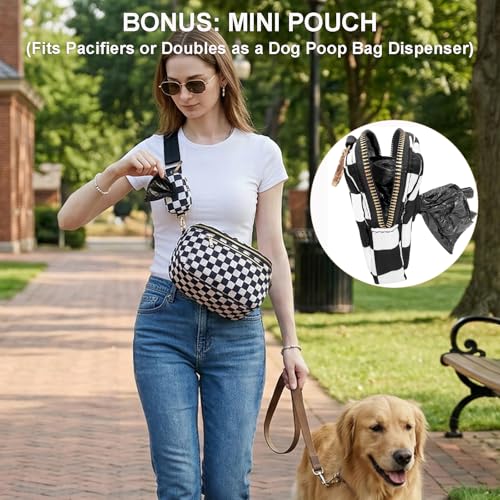 Small Diaper Bag Fanny Pack with Wipes Dispenser for Travel & Quick Trips - color: #180 Pure Black