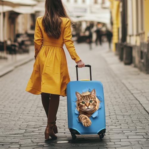MAYJOYDIY Cat in the Crack Luggage Cover 3D Cat Elastic Baggage Covers Pet Animal Dust-Proof Suitcase Sleeve Anti-Scratch Washable Suitcase Protector Size L Fit 26-28 Inch Luggage - color: Cat in the Crack