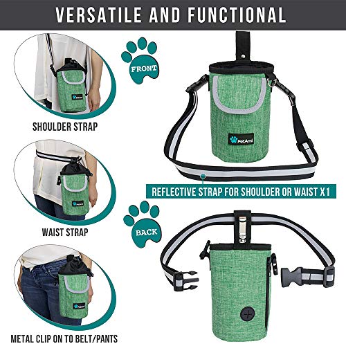 PetAmi Dog Treat Pouch, Large Hands-Free Training Bag, Green - color: Green