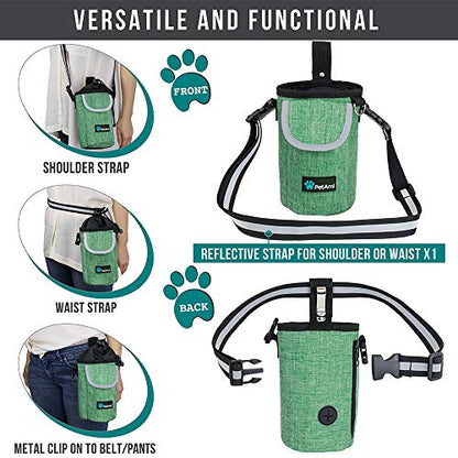 PetAmi Dog Treat Pouch, Large Hands-Free Training Bag, Green - color: Green