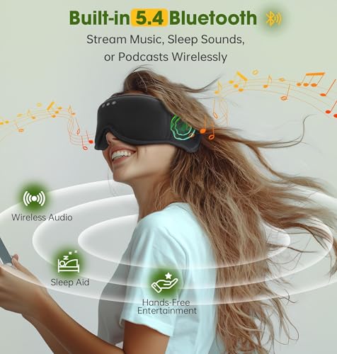 BambooCotton 3D Bluetooth Sleep Mask, LC-dolida 2026 New Sleep Headphones, Wireless Comfort, Sustainable Luxury for Better Sleep - color: Black