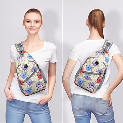 ZOMAKE Sling Bag,Small Crossbody Sling Backpack Shoulder Daypack for Travel - color: Chrysanthemum, size: 8L