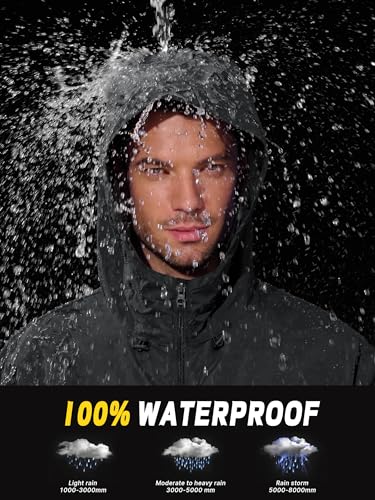 UIQUR Mens Raincoat Waterproof Rain Jacket - color: Black, size: Small