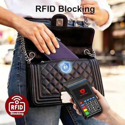 Tipmile Slim Wallet for Women, RFID Blocking Credit Card Holder - color: Purple