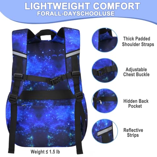 Boys Backpack Set 3PCS Ages 6-12, Kids School Backpack - color: Gamer Starry Blue