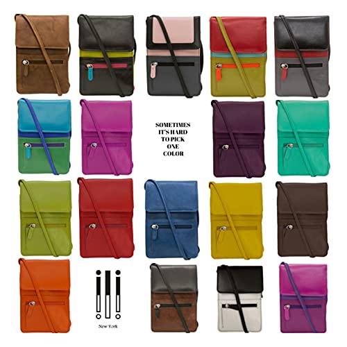 ili New York 6827 Genuine Leather Crossbody Organizer with RFID Blocking Lining - color: Cool Tropics
