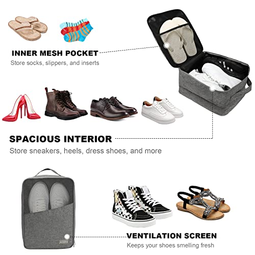 emissary Travel Shoe Bag Holds 3 Pairs, Waterproof Mesh Pocket - Grey - color: Grey, size: Large