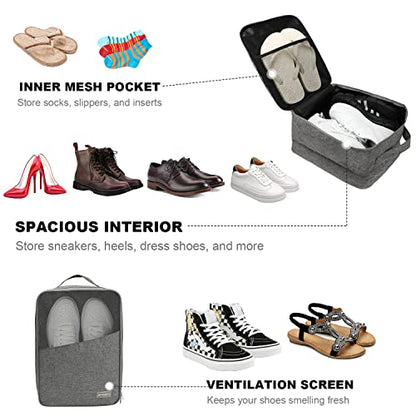 emissary Travel Shoe Bag Holds 3 Pairs, Waterproof Mesh Pocket - Grey - color: Grey, size: Large