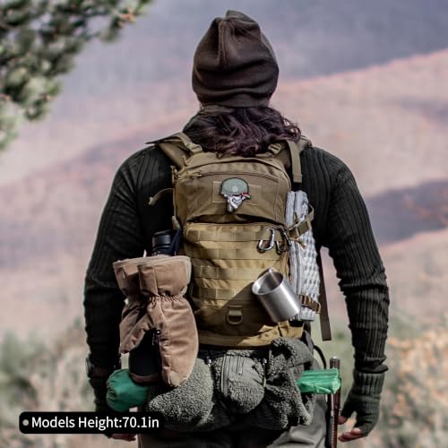 Mardingtop 소형 전술 백팩, Molle 하이킹 백팩, 배낭여행, 사이클링 및 자전거용, 15L/25L 백팩 - color: 아미 그린., size: 25L
