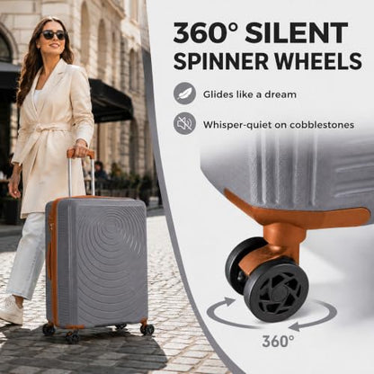 CONCEPTEN Luggage Sets 5 Piece,PP Suitcase Set with Spinner Wheels,TSA Lock - color: Grey, size: 5 Piece Sets (21/25/29/Db/Tb)