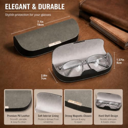 Glasses Case hard shell,3-in-1 Sunglasses Case & Eyeglass Case with Cleaning Cloth & Storage Pouch - color: Gray, size: Medium