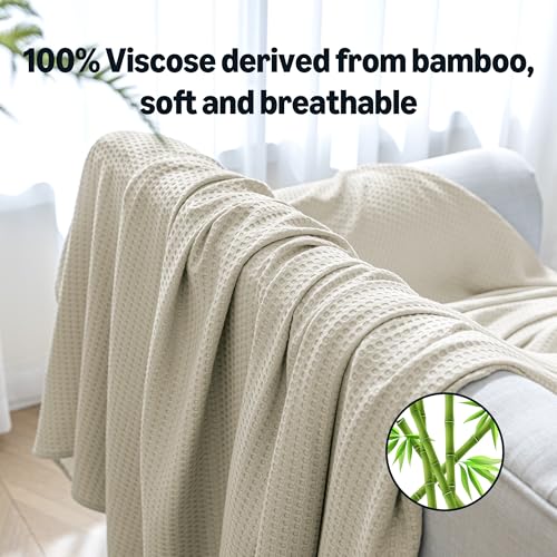 Amazon Basics Waffle 100% Viscose from Bamboo Blanket, Queen, Beige - color: Beige, size: Queen