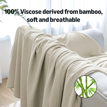 Amazon Basics Waffle 100% Viscose from Bamboo Blanket, Queen, Beige - color: Beige, size: Queen