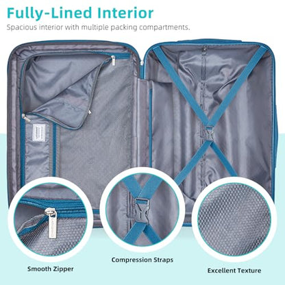 LARVENDER Carry on Luggage Sets 3 Piece, 20 Inch Suitcases, Ocean Breeze - color: Ocean Breeze-20BP, size: 3 Piece Set (Backpack/TB/20)