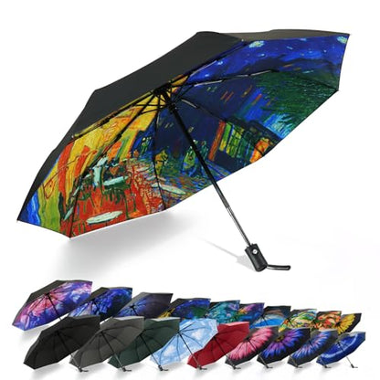 SY COMPACT Travel Umbrella - Windproof Automatic Compact Umbrellas for Rain - color: UPF-Cafe