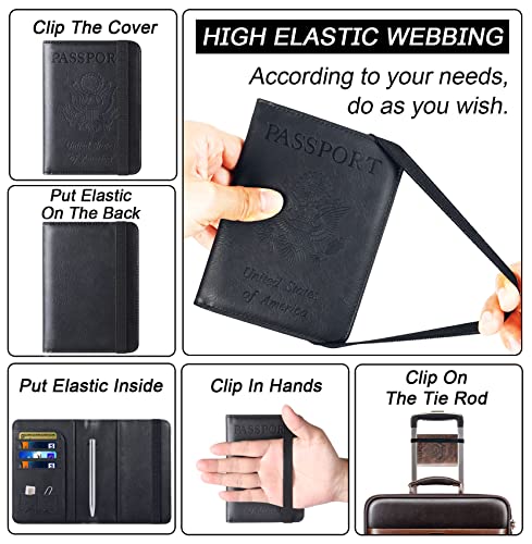 LOHASLIFE Passport Holder for Travel, Rfid Blocking Passport Cover Wallet - color: 116#Black
