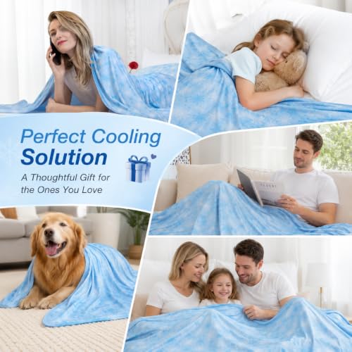OIGAE Cooling Blanket 50'' x 70'' for Hot Sleepers, Night Sweats, Menopause - color: 1 - Blue Snowflake, size: Throw 50'' x 70''