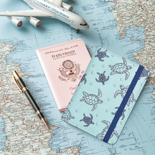 Line Art Sea Turtle Passport Holder for Travel, 5.9" x 4.3" - color: Sea Turtle