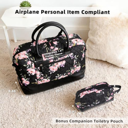 MyMealivos Canvas Weekender Bag Travel Duffel Shoe Compartment Overnight - color: Multicolor with black