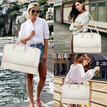 ITIEZY Weekender Bag for Women 21.5" Travel Duffel Large Carry On Bag 3PCS - color: 9-White