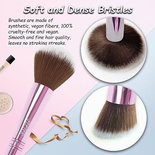 4 in 1 Makeup Brush Set, Travel Makeup Brushes with Case, Foundation Brush/Blush Brush, Eyeshadow Powder Brush,Concealer Brush (pink-plastic case) - style: pink-plastic case