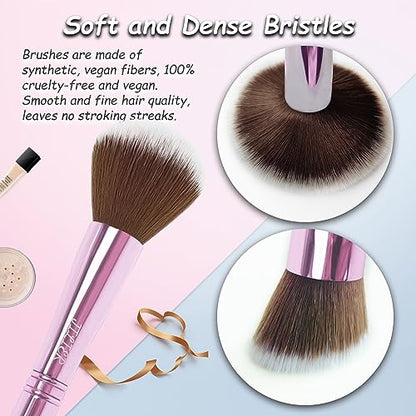 4 in 1 Makeup Brush Set, Travel Makeup Brushes with Case, Foundation Brush/Blush Brush, Eyeshadow Powder Brush,Concealer Brush (pink-plastic case) - style: pink-plastic case