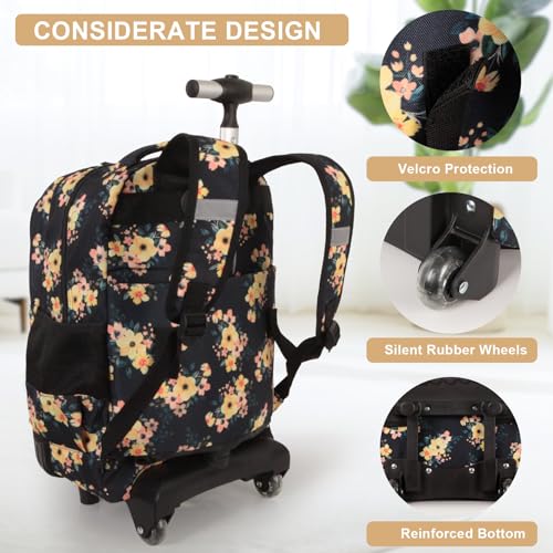 Tilami Rolling Backpack for Boys and Girls,Flowers - color: Flowers