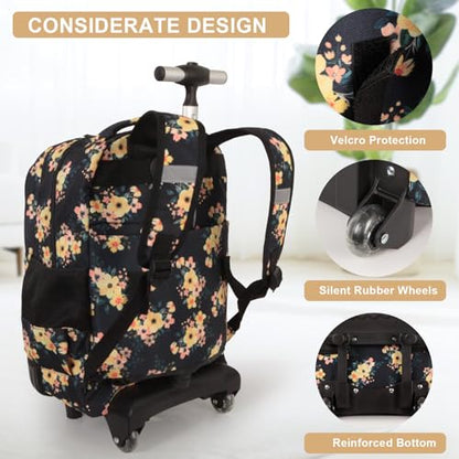 Tilami Rolling Backpack for Boys and Girls,Flowers - color: Flowers