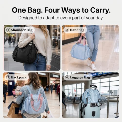 Diaper Bag Tote, Convertible Backpack for Women Large 16 Pockets - color: Black