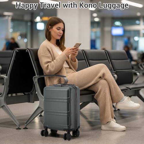 Kono 15'' Underseat Carry On Luggage Airline Approved Lightweight - color: Grey, size: 15-inch underseat