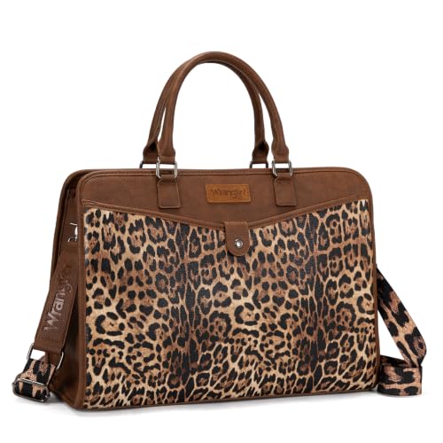 Wrangler Laptop Tote Bag for Women Fits 15.6 In Laptop for Travel and Work - color: Leopard-print
