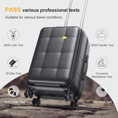 MGB Hardshell Carry on Luggage with Front Compartment, 20"- Charcoal Grey - color: Charcoal Grey, size: Carry-On 20 inch