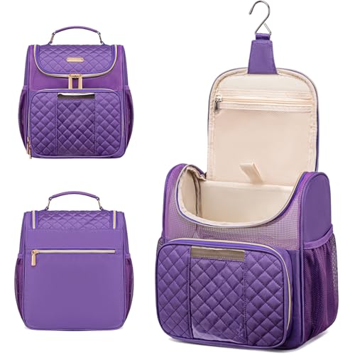 Otevan Large Toiletry Bag for Women Men,Quick Dry Hanging Toiletry Bag - color: Purple