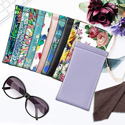 FINTIE Soft Eyeglasses Case with Cleaning Cloth, Squeeze Top Glasses Pouch - color: Lilac Purple