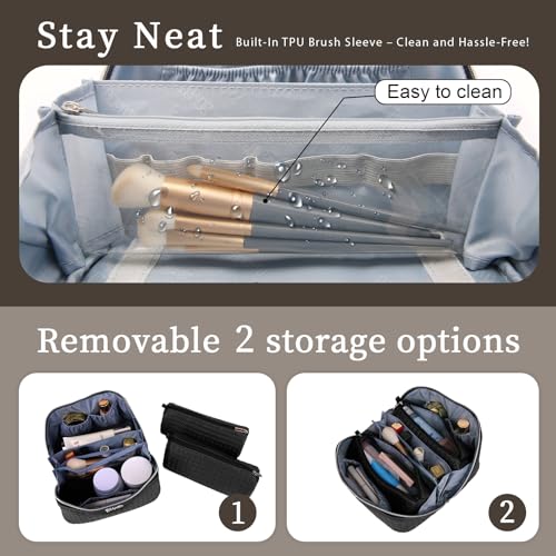 BOYATU Travel Makeup Bag Cosmetic Bags for Women: 3 Pcs Set Make up Bag - color: L15 Black