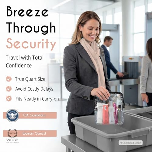 BORSALI TSA Approved Toiletry Bag, 5 Pack Colors - color: Rose Blue White Gray Taupe