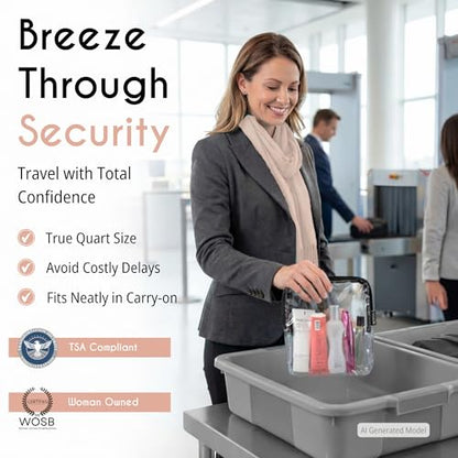 BORSALI TSA Approved Toiletry Bag, 5 Pack Colors - color: Rose Blue White Gray Taupe