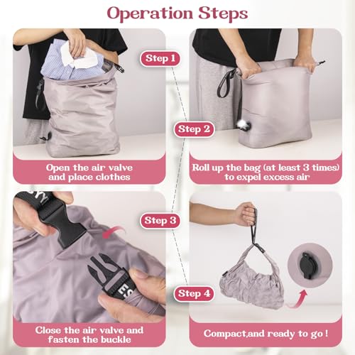 Travel Laundry Bag, Waterproof Compression Bags for Dirty Clothes - color: Purple, size: Large