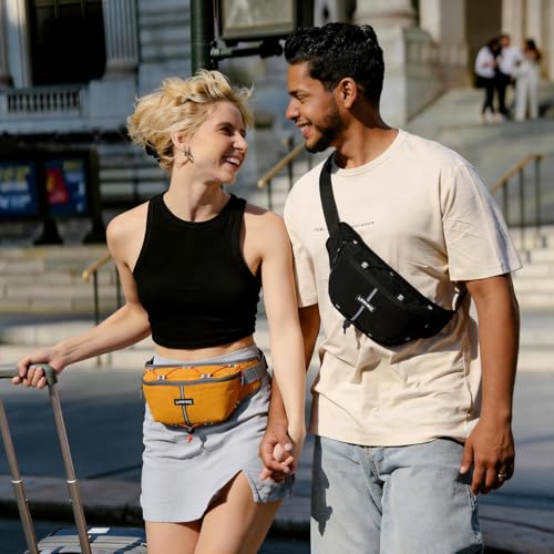 2LFanny Pack for Women Men, Anti‑theft Waist Bag with RFID Blocking - color: Ginger
