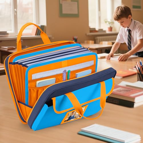 Zipper Document Bag for Boys and Girls, Baby Portfolio Organizer Case - color: Blue