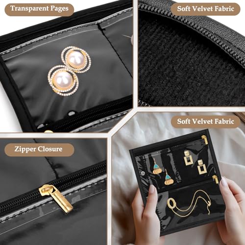 Yotako Portable Travel Jewelry Organizer Storage Carrying Case - color: Inner Pages,Black,4 PCS