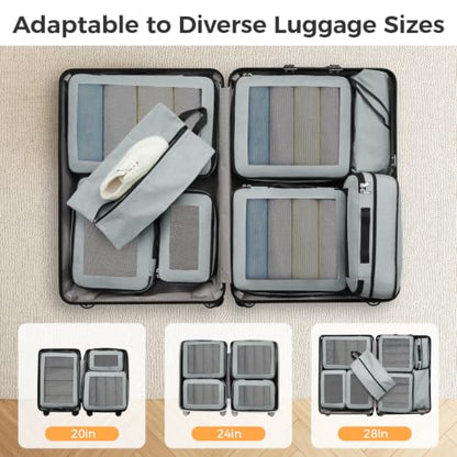 BAGAIL Compression Packing Cubes for Travel Essentials, 8 Set-Gray - color: Gray, size: 8 Set