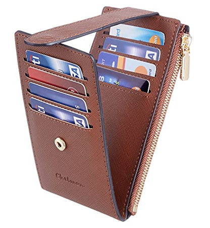 Chelmon Women's RFID Slim Card Holder Wallet - color: Deep Brown