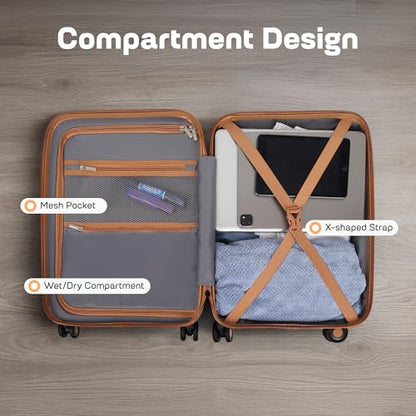 20'' Expandable Carry on Luggage Front Opening,w/TSA LOCK - color: Grey, size: 20" Carry On