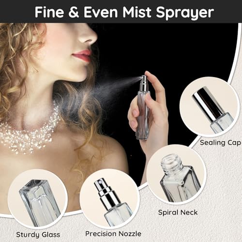 Segbeauty 0.34oz Empty Travel Cologne Sprayer, 2pcs 10ml Small Perfume Spray Bottle Refillable, Gray Travel Perfume Atomizer Glass Bottles Set with Refill Kit, Mini Fragrance Atomizer Portable - color: Gray