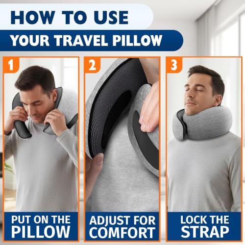 Travel Neck Pillows for Airplanes, 4-in-1 Set, 360° G-Shape
